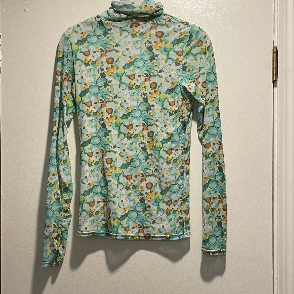 Vertigo Paris Multicolored Abstract Print Ruched Streetwear - Green and Yellow